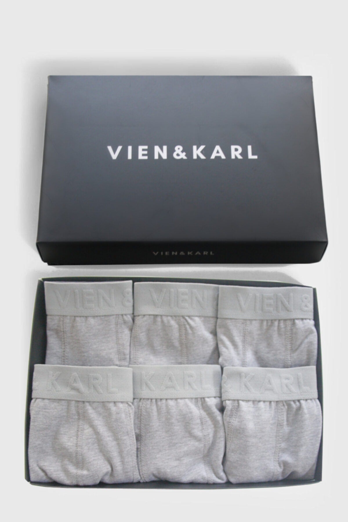 Men's Gray 6-Box Plain Lycra Boxer Shorts