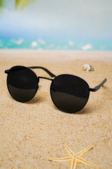 Risus Unisex Black Round Oval Uv400 Glass Sunglasses