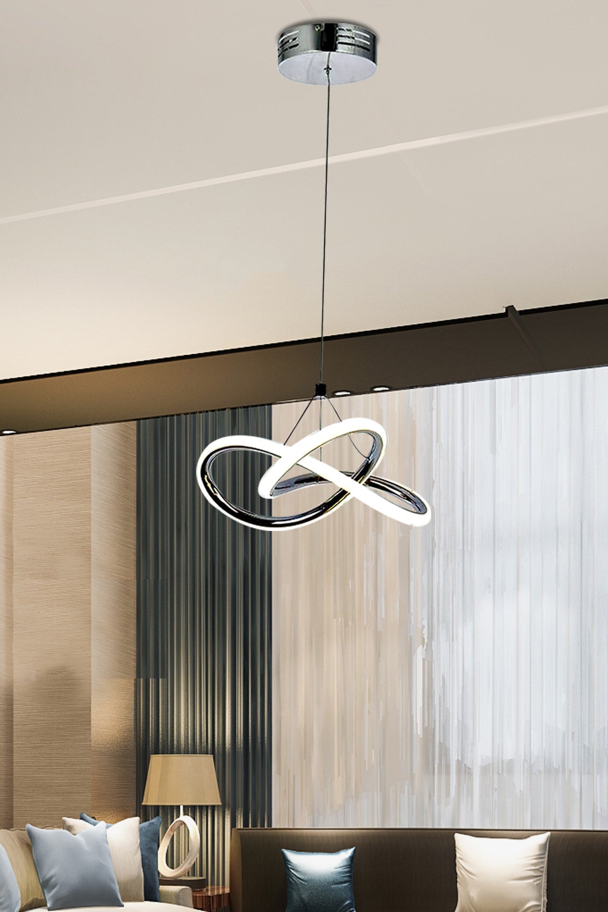 Modern Single Pendant Lamp Power Led Chandelier Chrome White Light Led Chandelier