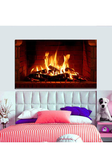 Led Lighted Fireplace Patterned Canvas Painting - Swordslife