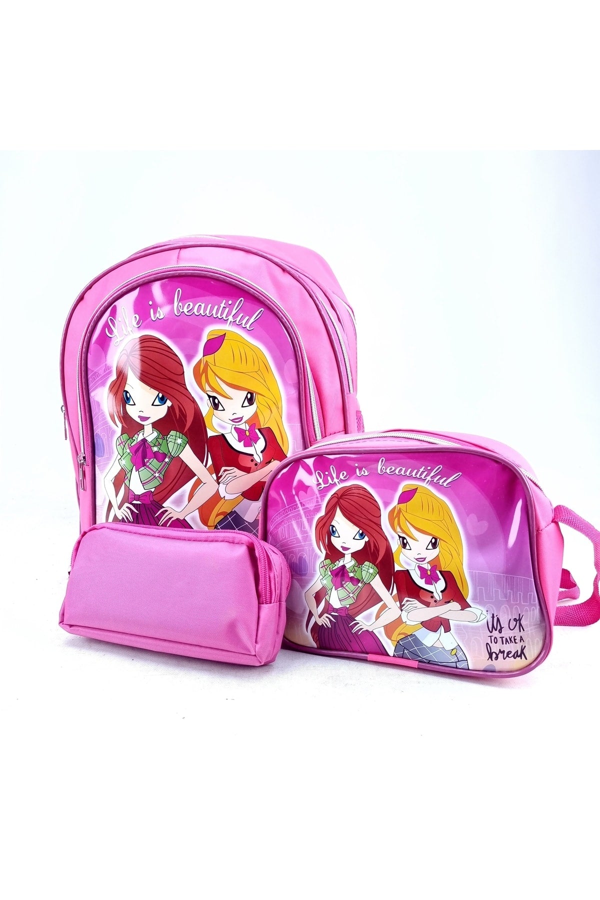 Primary School Kindergarten Student School Bag With Picture Lunch Box For Girls