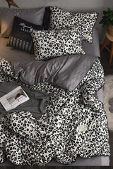 Elastic Linen Duvet Cover Set Double Leopard Premium Cotton 64s - Swordslife