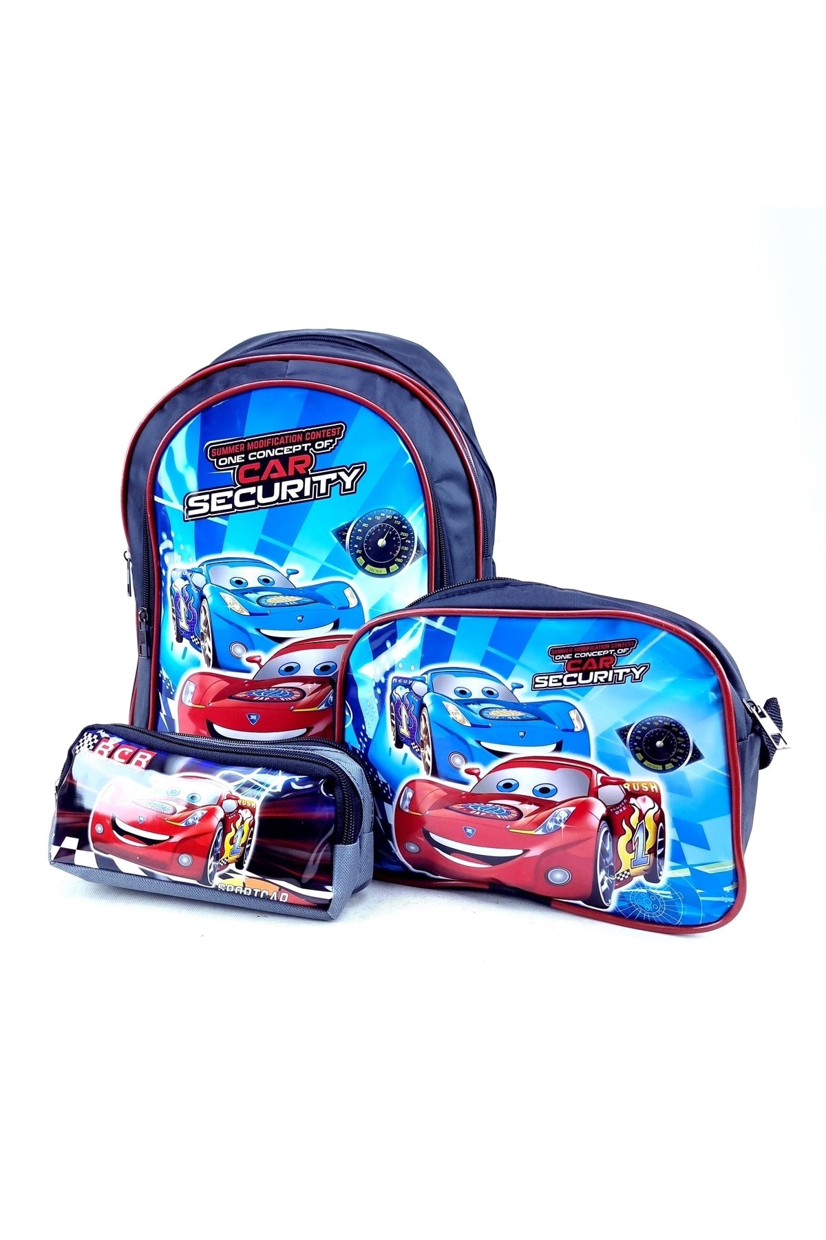 Boy Picture Primary School Kindergarten Student School Bag Lunch Box And Pencil Holder With Gift