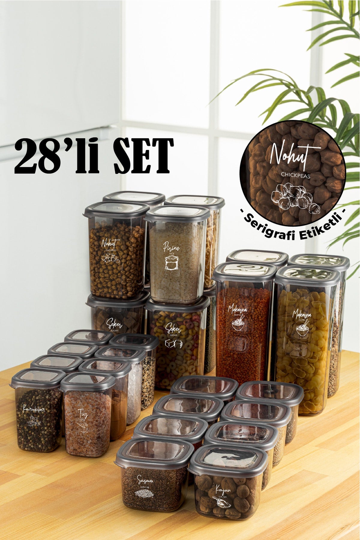 28Pcs Peggy Square Provisions And Spices Full Set With White Screen Printing Label 8(1,2, 0,55, 0,45) 4X(1,75)