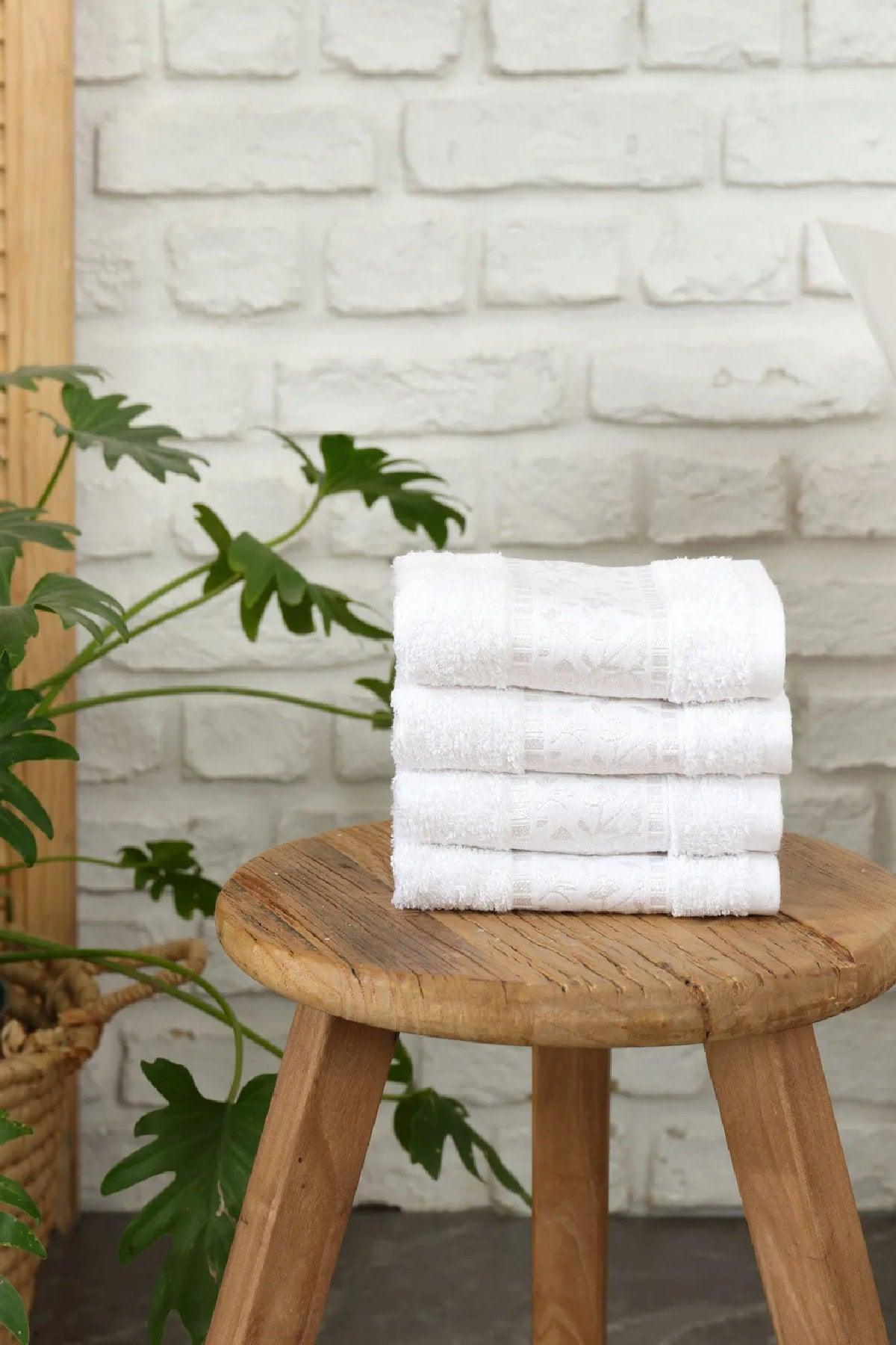 Timeless Romy White Set of 4 Flush Towels - Swordslife