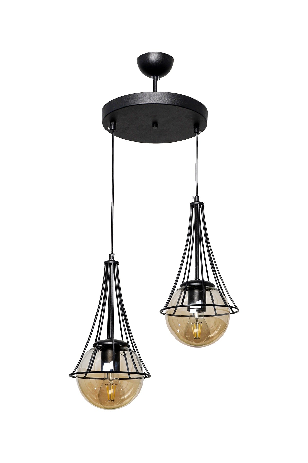 Lapis 2Nd Black-Honey Globe Glass Chandelier