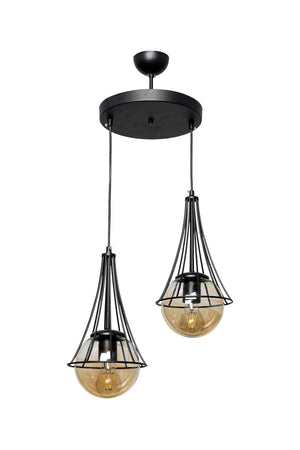 Lapis 2Nd Black-Honey Globe Glass Chandelier