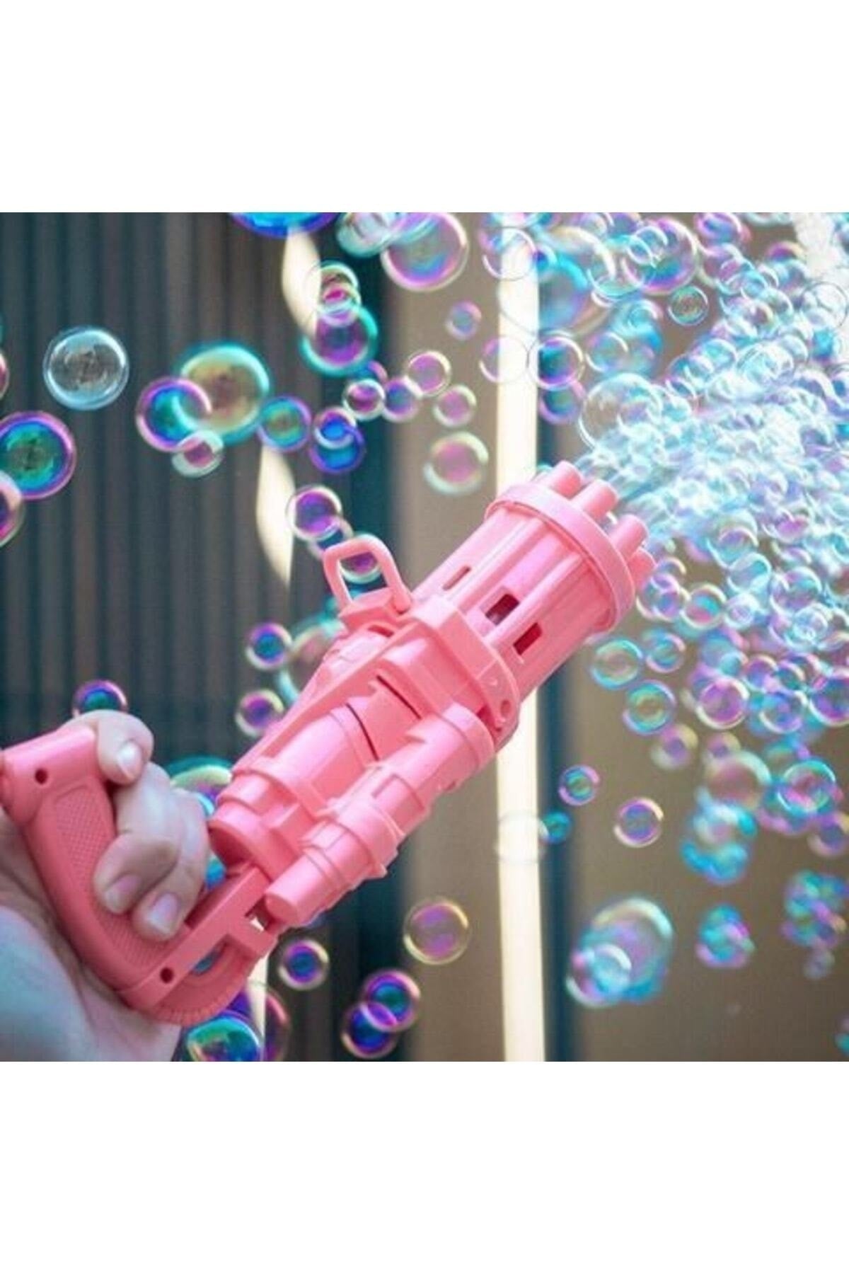 Battery Operated Foam Toy Foam Bubble Maker Gun + Bubble Liquid