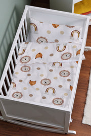 Mother'S Side Crib Duvet Cover Set (60X100) - Iconic Series - Vintage Lion And Rainbow