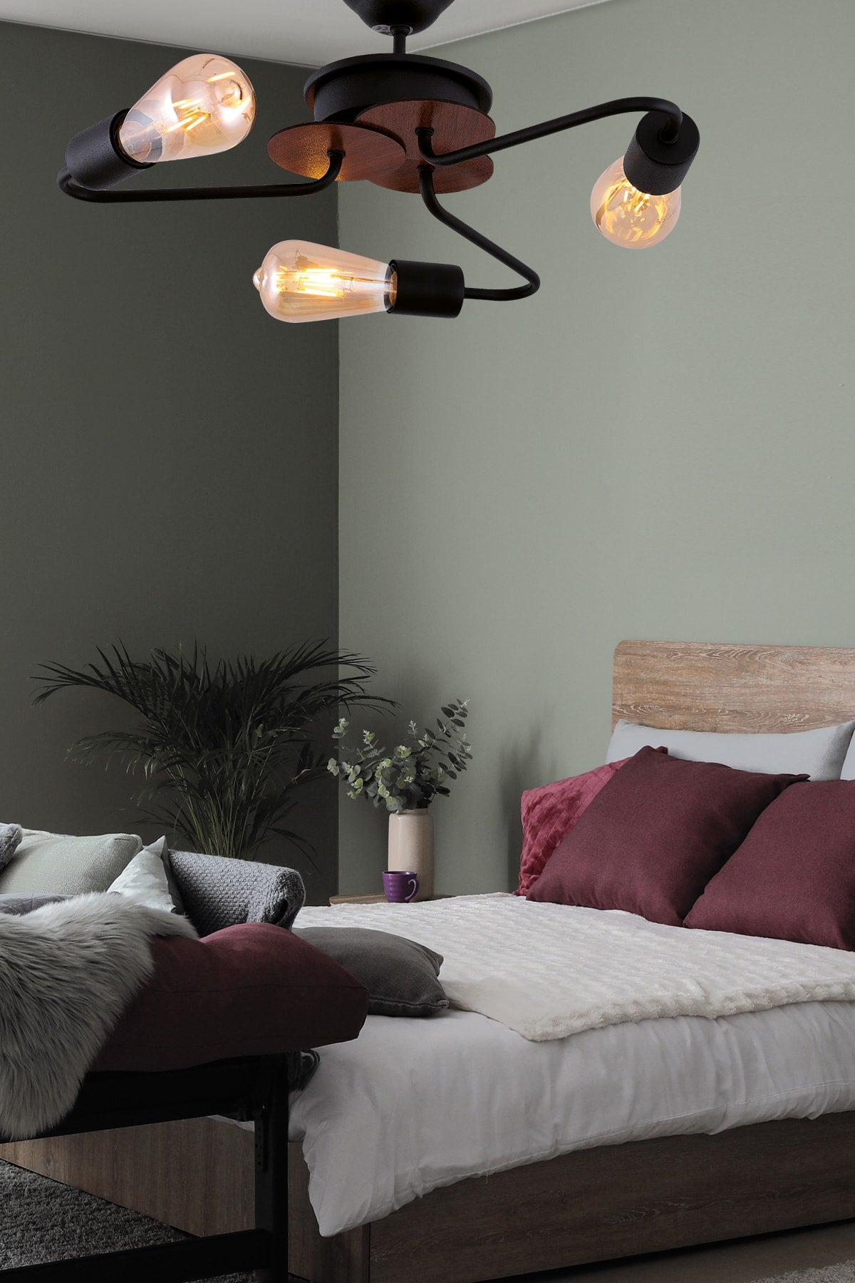 Enis 3-Piece Black-Walnut Wooden Chandelier