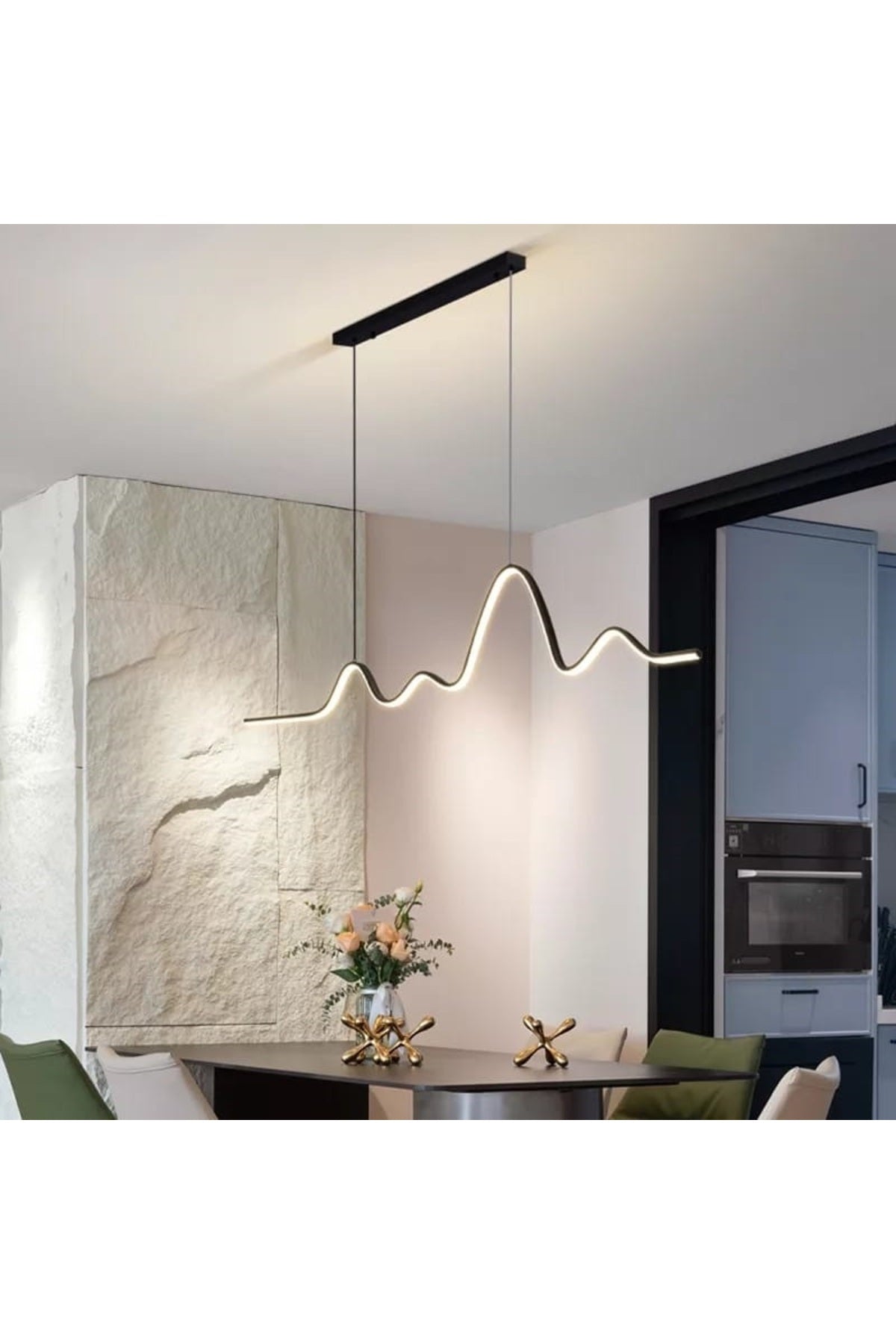 Modern Smart Pendant Lamp Chandelier With 3 Color Leds / Worm / 120 Cm / Anthracite Case