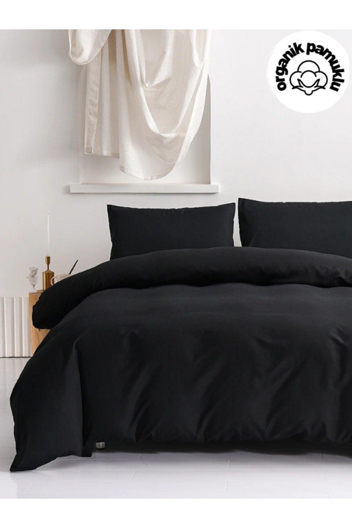 Home Ranforce Luxury Cotton Single Duvet Cover Set - Set Black - Swordslife