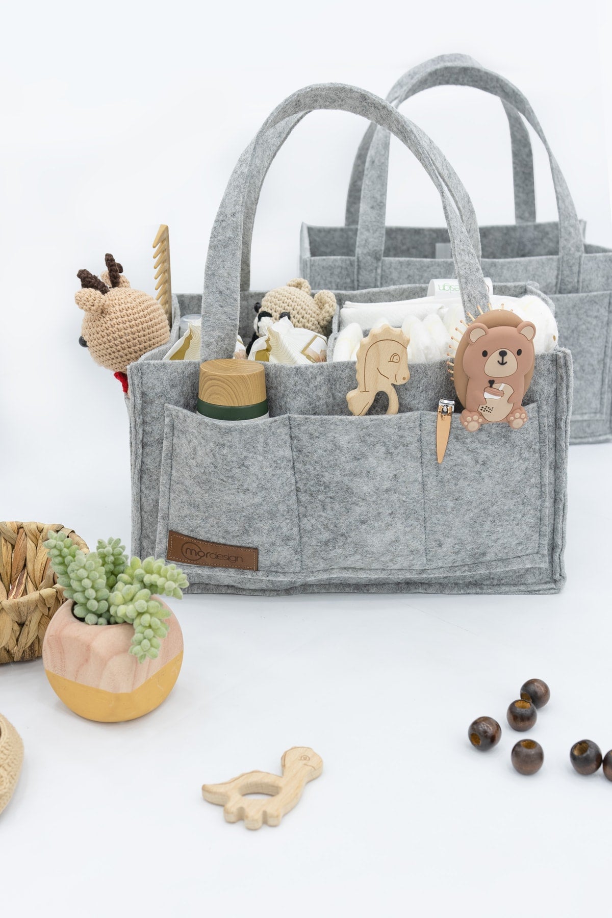 Felt Mommy Baby Care Bag Organizer Portable Organizer For Newborn Bottom Opening Changing