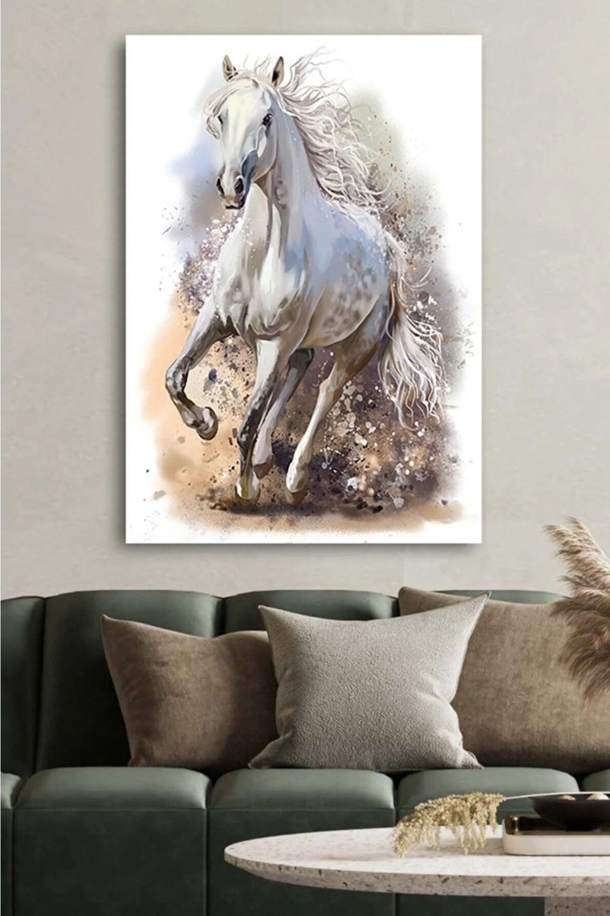 Canvas Printed Modern Decorative Oil Painting White Horse - Swordslife