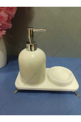 3 Pcs Natural Marble Bathroom Set-silver Liquid Soap Dispenser + Solid Soap Dispenser - Swordslife