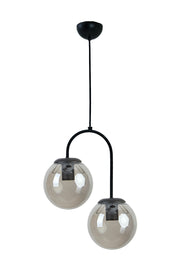 Janin Modern Living Room - Kitchen - Bedroom Pendant Lamp Black Body Smoked Glass 2 Piece Chandelier