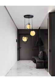 World 3-Piece Tray Glop Black Chandelier With White Color Glass. Living Room, Kitchen, Teenager, Room, Bedroom, Store