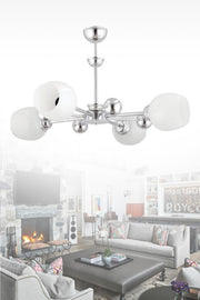 Nairobi 4-Piece Silver White Opaque Glass Chandelier