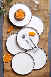 Set Of 6 Special Design Handmade 20Cm Stackable Flat Pattern Cake Plates - Dessert Plate Set