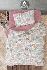 Ranforce Single Fitted Elastic Bed Linen Duvet Cover Set Antique Dried Rose - Swordslife