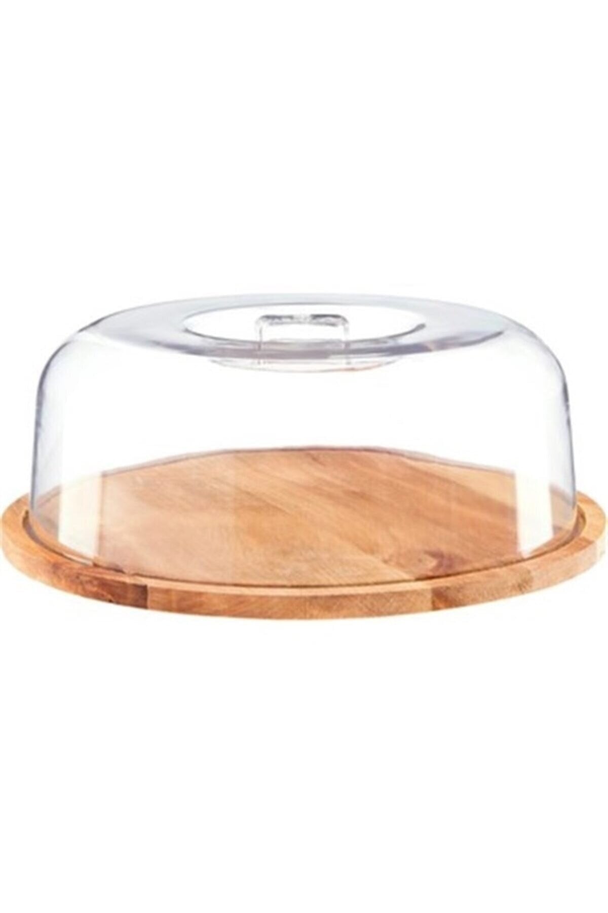 Bamboo Wooden Hard Plastic Cover Cake Dish Dome