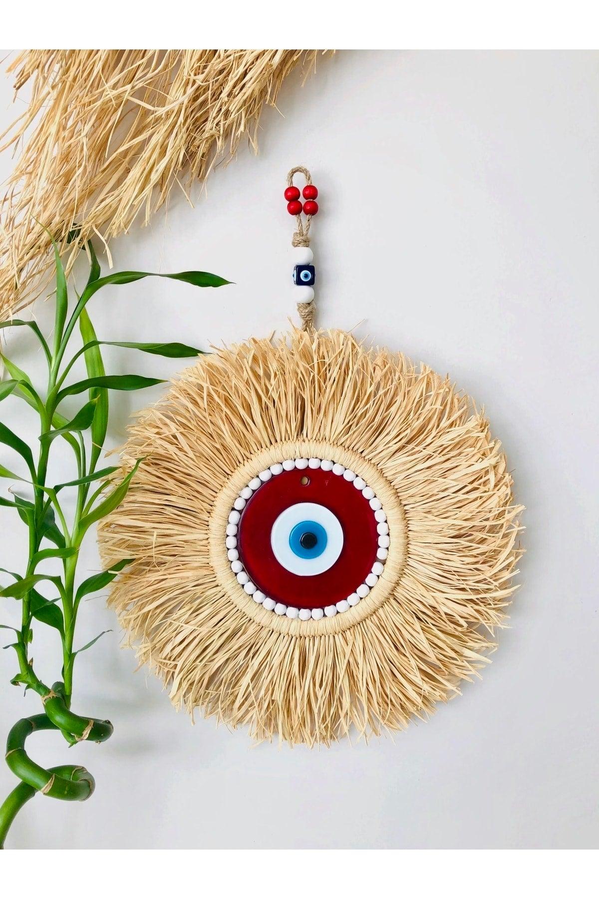 Handmade Evil Eye Charms Raffia Wall Panel Door Ornament - Swordslife