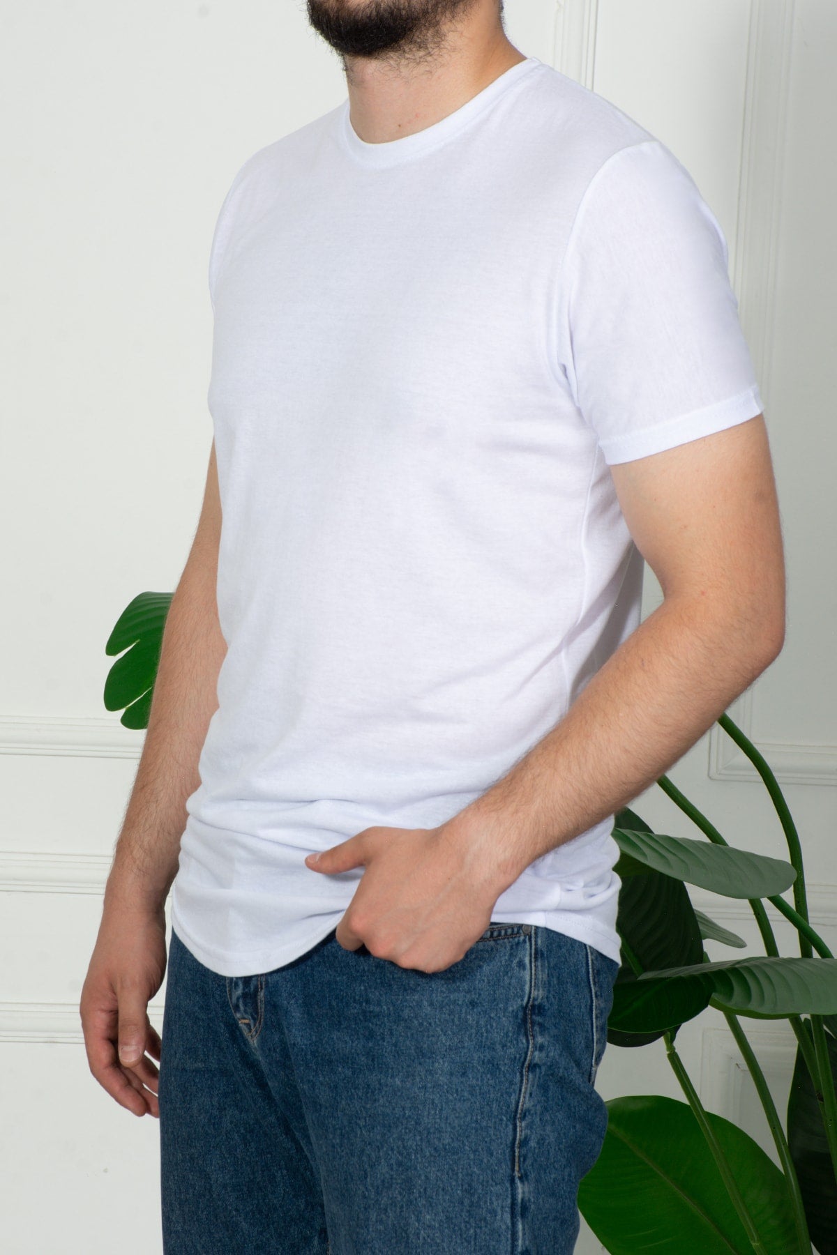 White Men'S Slim Fit Tshirt