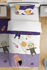 Cute Space Safari Patterned Single Baby Kids Duvet Cover Set