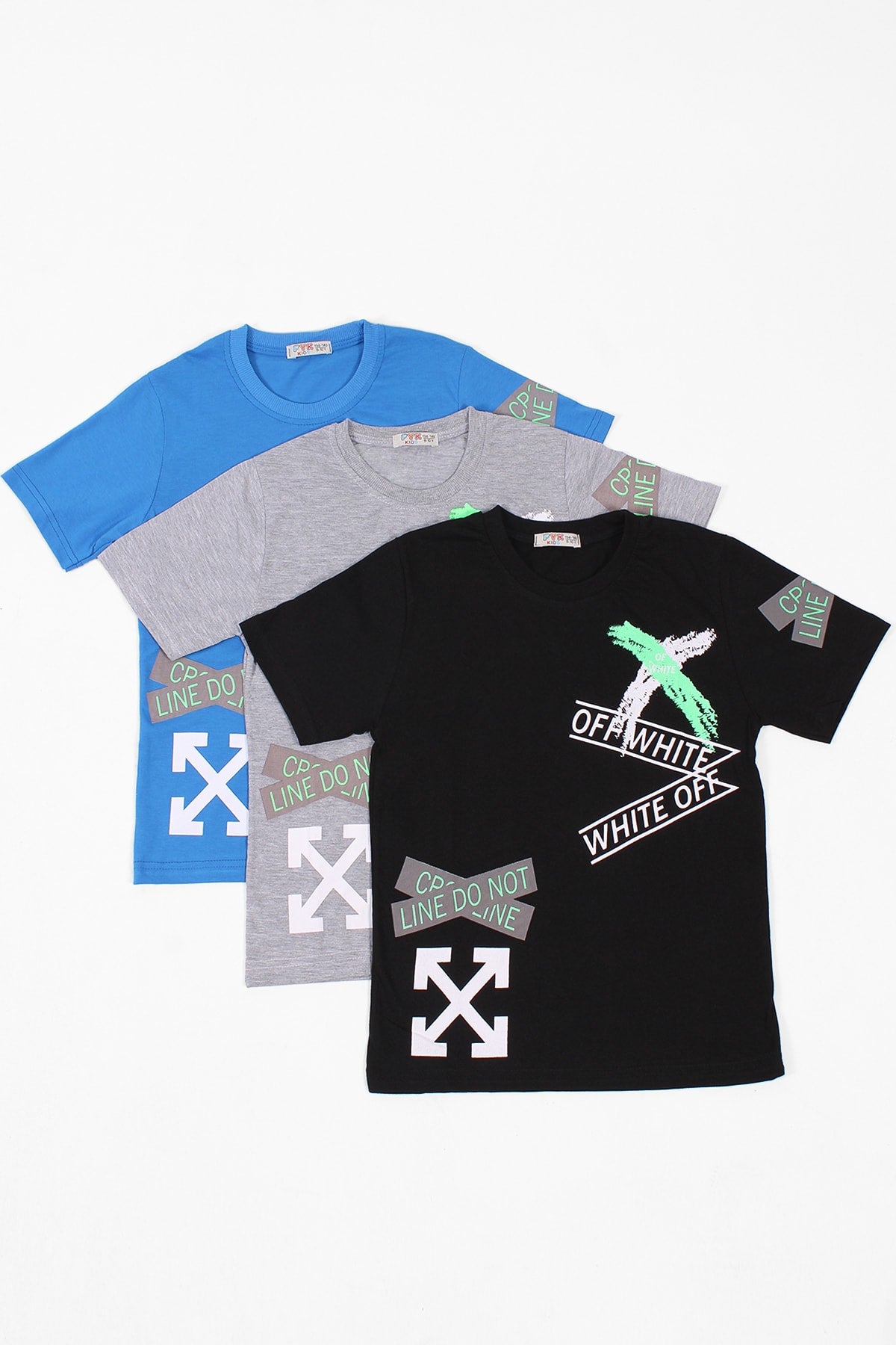 3-pack, Printed X Collection Boys Black Gray Blue T-shirt