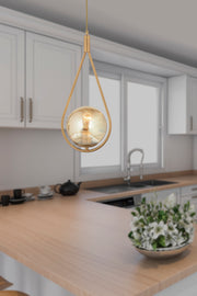 Mirza Single Antique Honey Glass Moderne Pendelleuchte Küche Wohnzimmer Pendelleuchte Kronleuchter