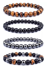 Power Luck Balance Chakra Armband - Tigerauge-Hämatit-Onyx