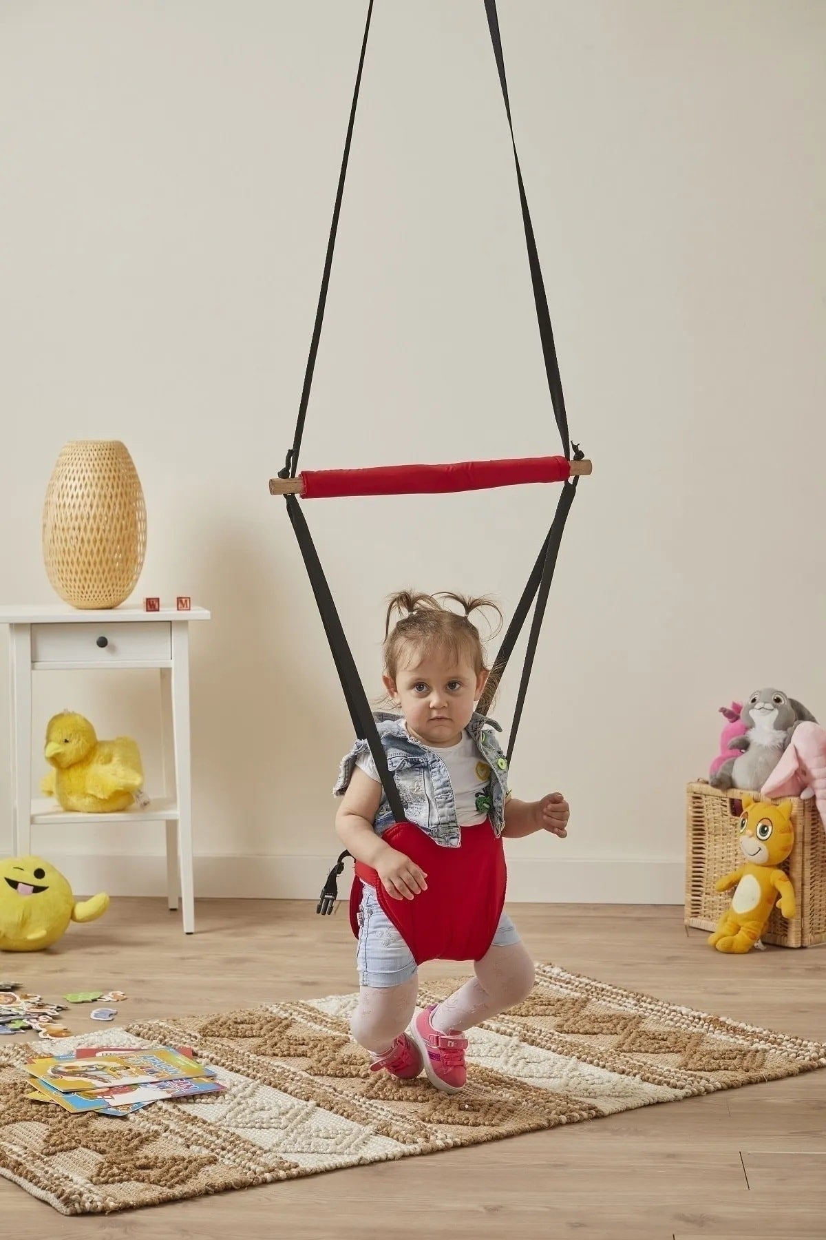 Hoppala Bouncer Känguru, Balance Baby Walker mit Feder Naturholz