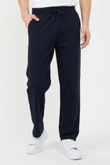 Men's Metallic Navy Blue Straight Leg Relaxed Cut Sweatpants