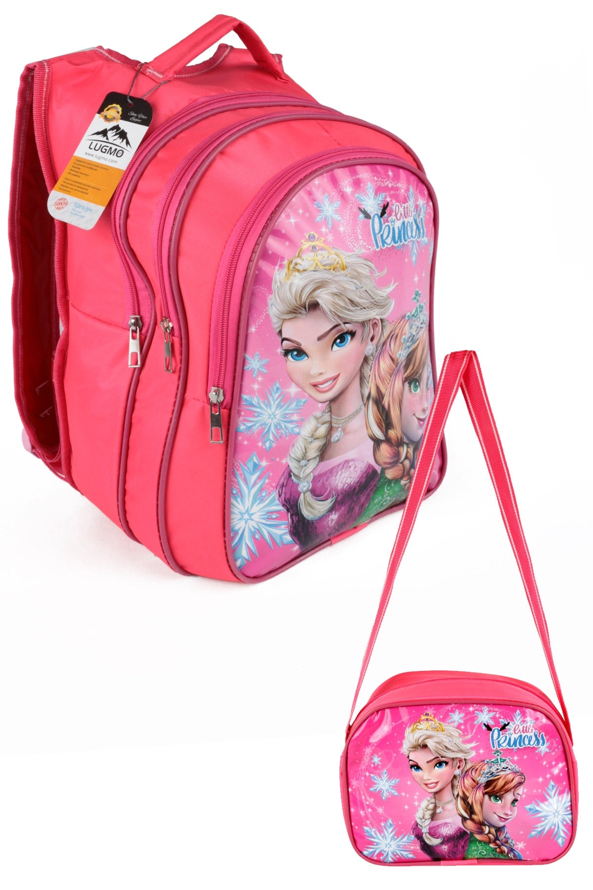 Middle School Primary School Bag and Lunch Box 3 Pockets Pad Elsa Pink