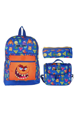 Kids&Love Blue Monsters Elementary School Bag Set - Boys