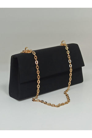Women's Black Suede Chain Strap Bag - Swordslife