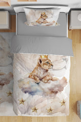 Baby King Lion Patterned Single Baby Child Duvet Cover Set