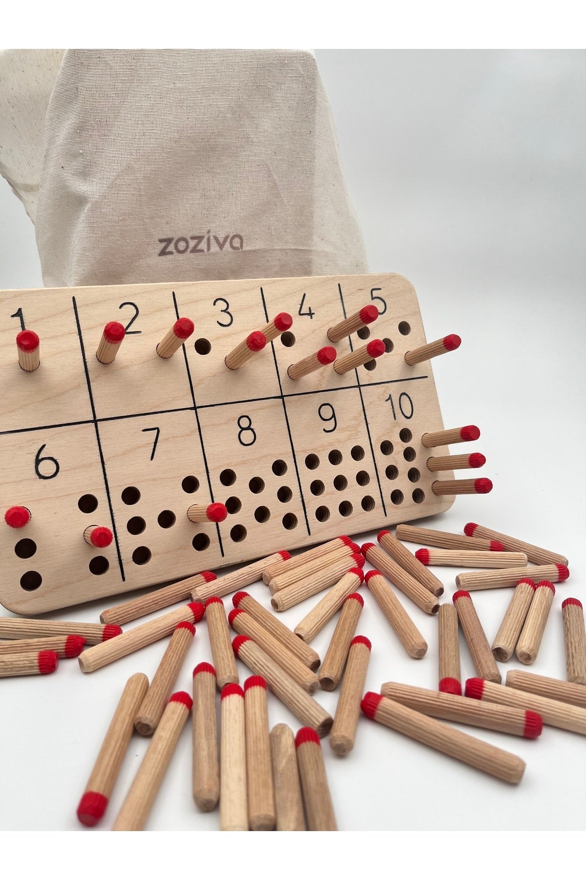 Number Learning Toy With Montessori Sticks, Counting Skill Educational Wooden Material