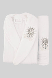 100% Cotton 2 Piece White Single Bathrobe Set - Swordslife