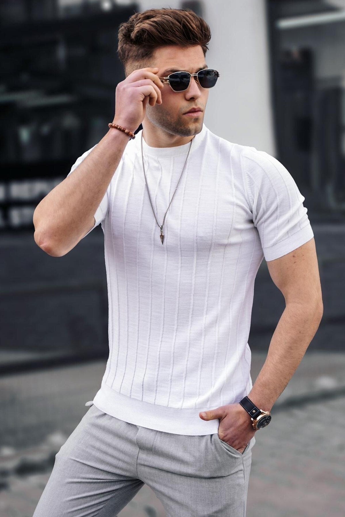 Men'S White T-Shirt 5684