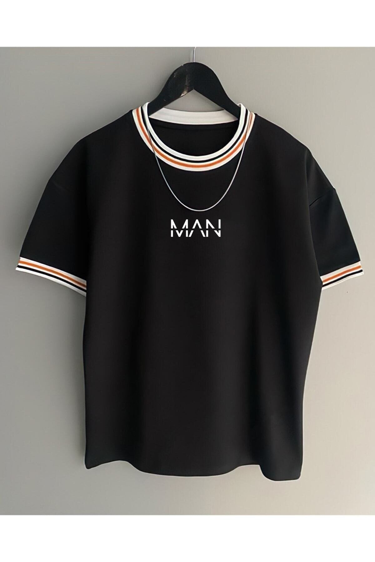Men's New Season Oversize Man Fit Collar Detailed Summer T-shirt