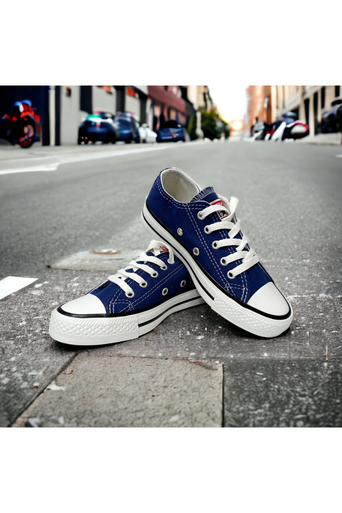 Navy Blue Short Linen Shoes