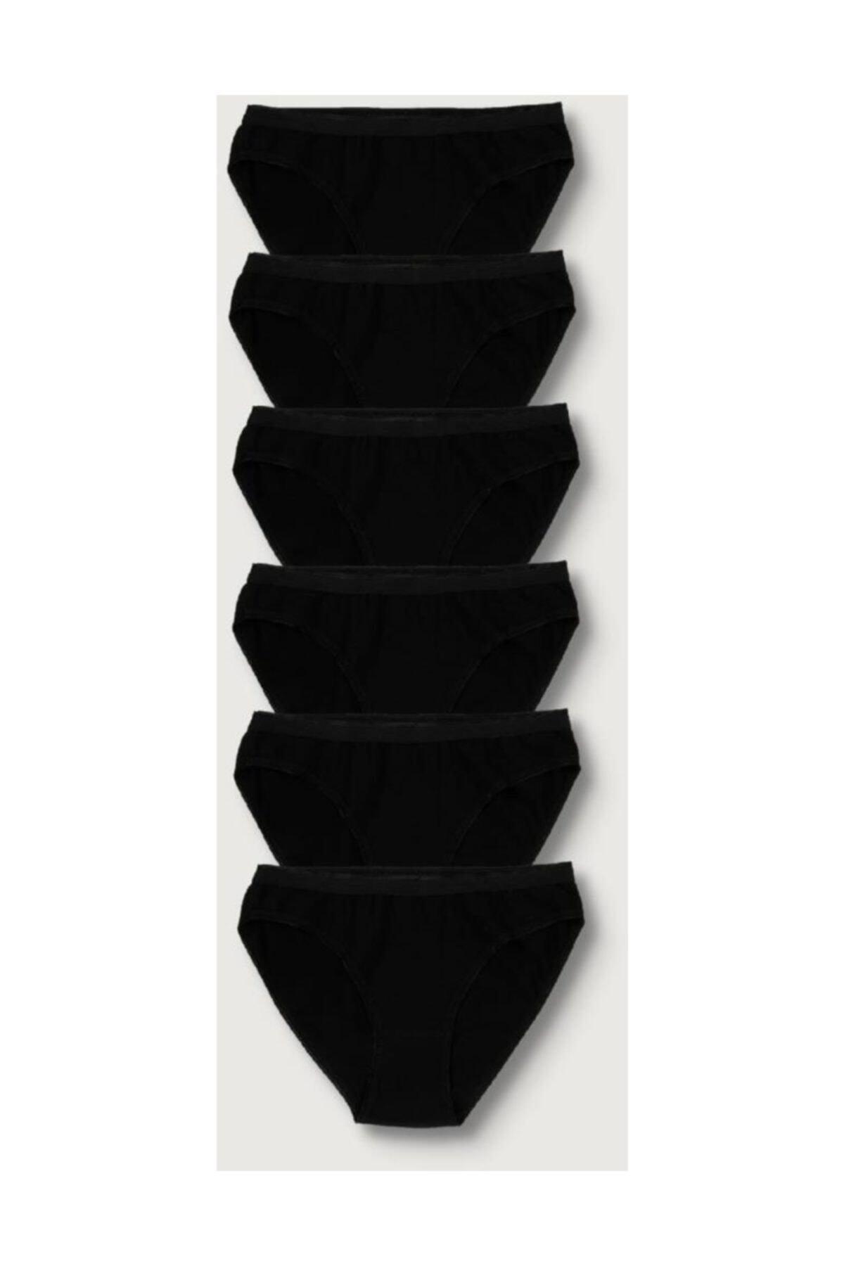 Women's Black 6 Pack Bikini Panties ELF568T0635CCM6 - Swordslife