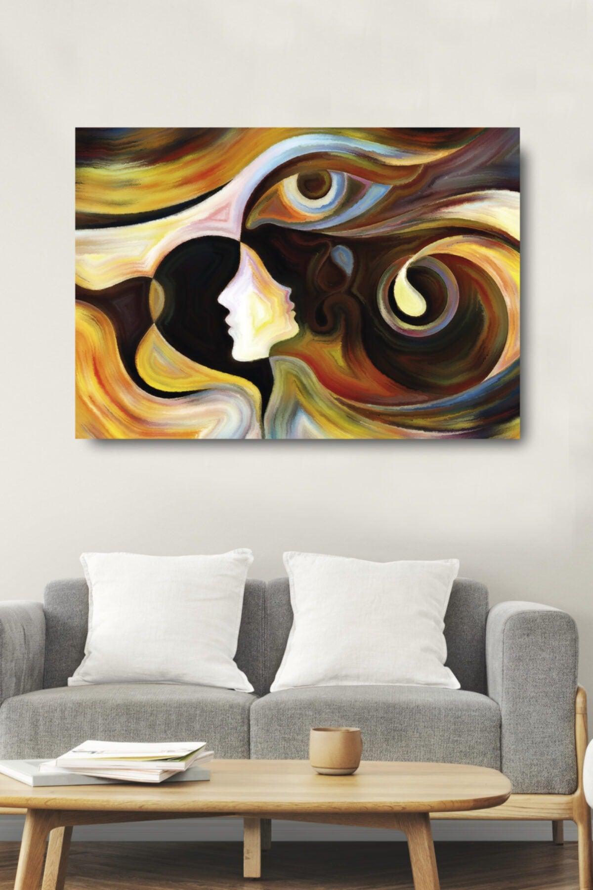 Abstract Colorful Woman Face Decorative Canvas Wall Painting Home Office Gift Painting - Swordslife