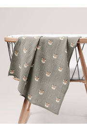 Forest Deer Organic Crinkle Square Muslin Cover 100 X 100 Cm