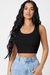 Women's Black Square Neck Crop Top Blouse - Swordslife