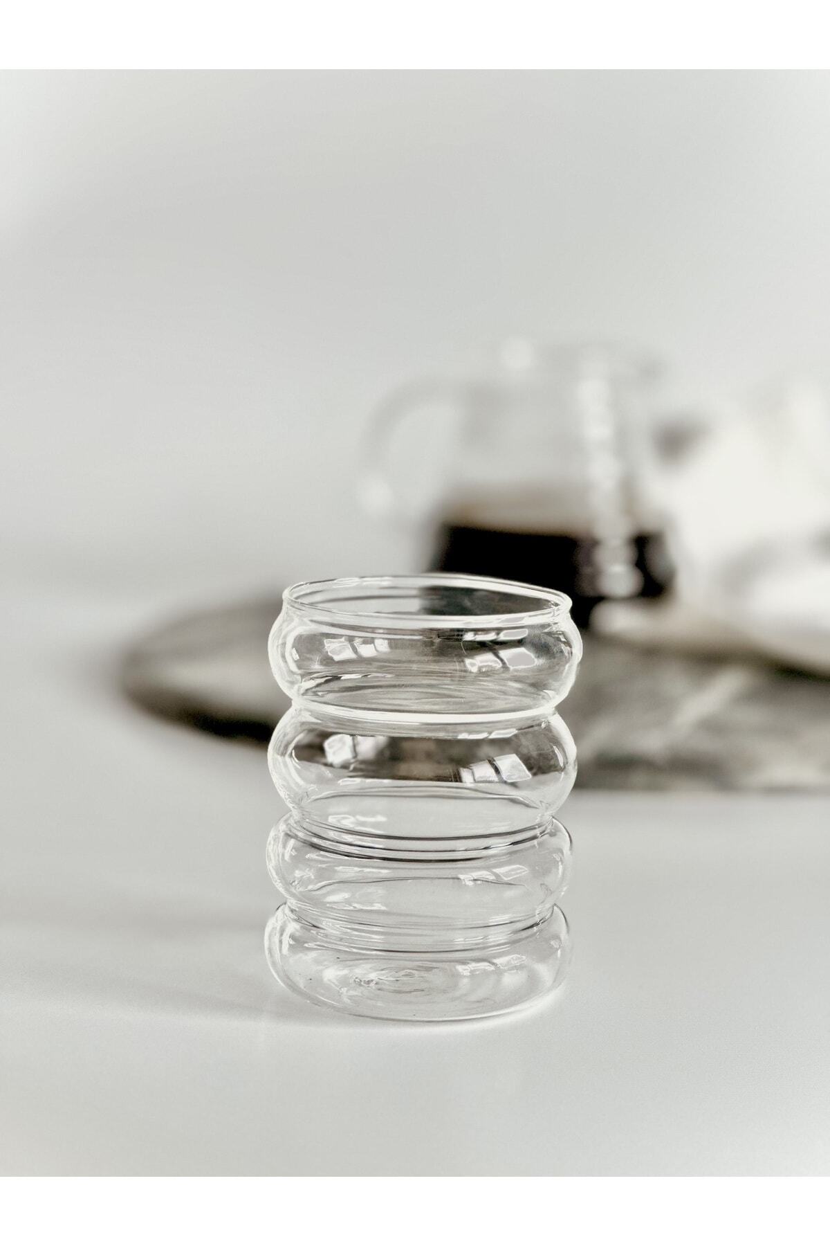 Snow Home Hitzebeständiges Borosilikatglas, streifenförmiges Glas | Kaffee- und Präsentationstasse – 1 Stück