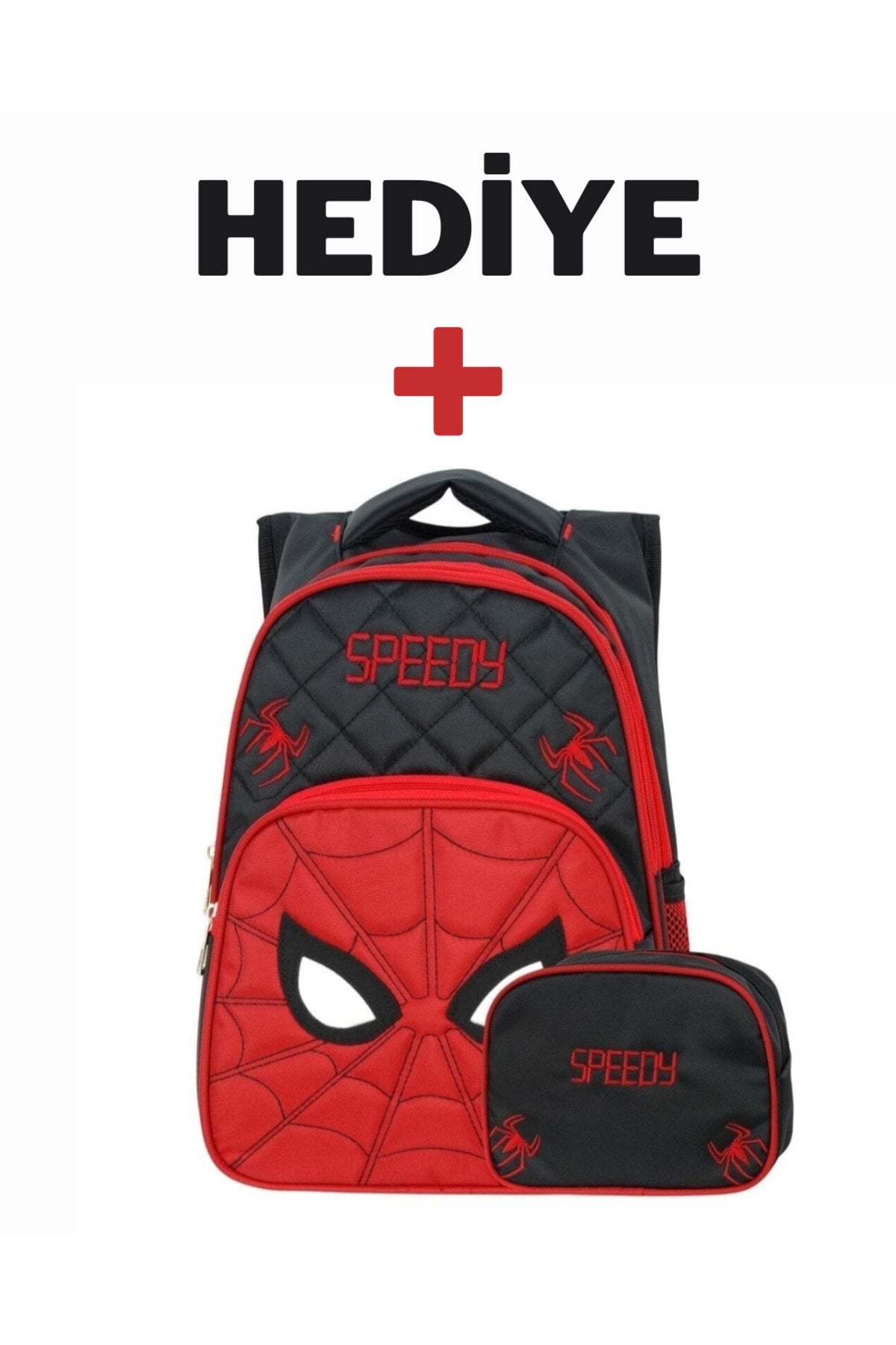 Kids Spiderman Patterned Black And Red Primary School Backpack