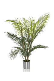 Artificial Flower Areca Tree Palm Tree Bamboo Stem Silver Potted Indoor Flower 18 Leaf 85 Cm - Swordslife
