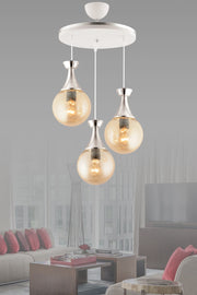 Minel 3 Piece Tray White Chrome Glop Honey Glass Living Room Chandelier